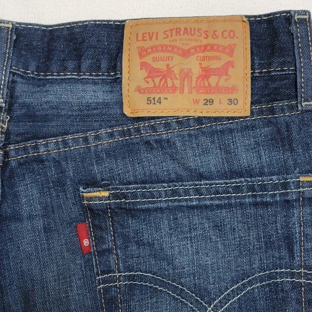 Levi's 514 Straight Fit Blue Jeans Dark Wash Men 29x30 Classic Americana Casual